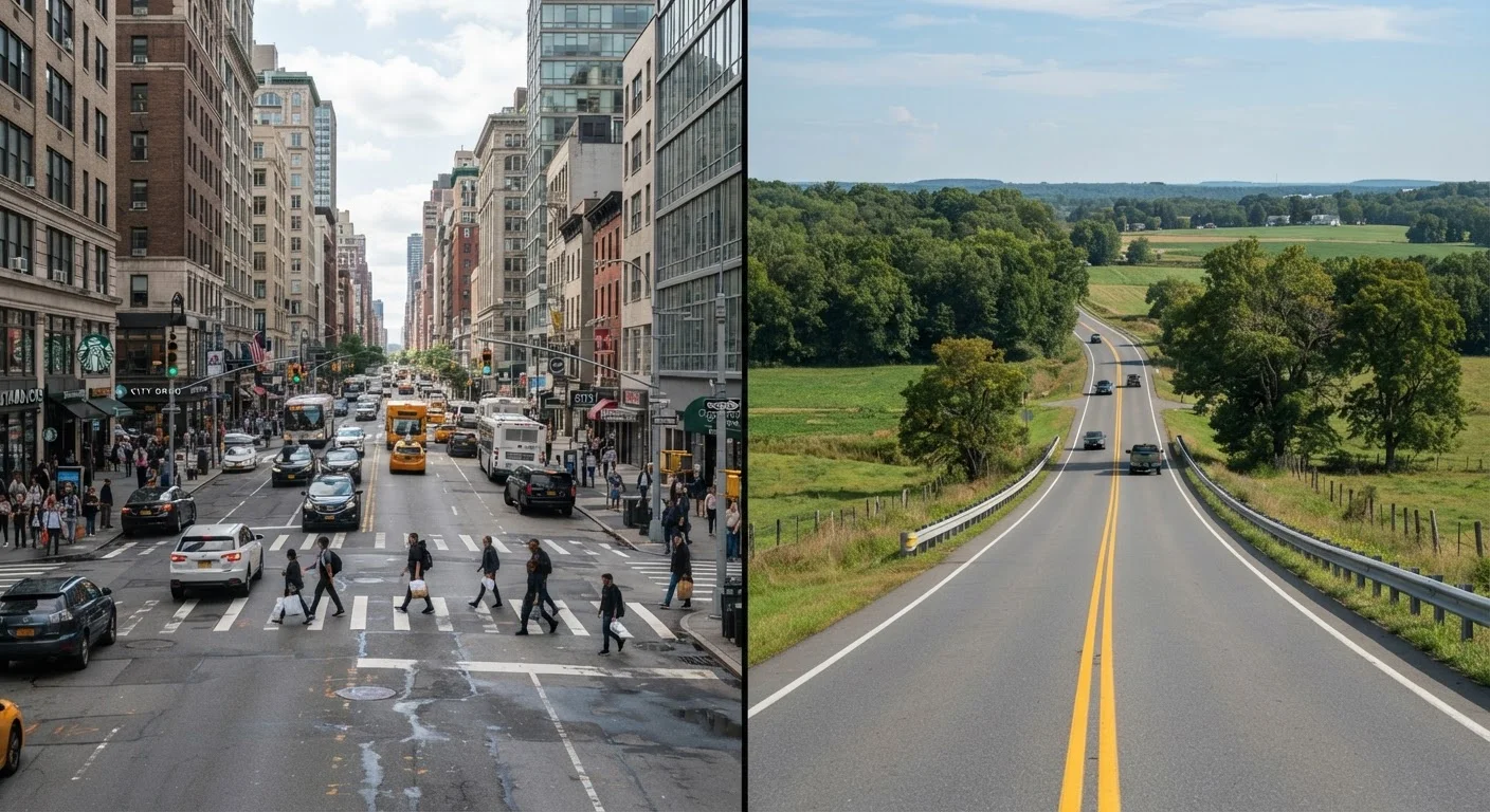 Urban Driving vs. Rural Driving: The Hazards Are Very Different